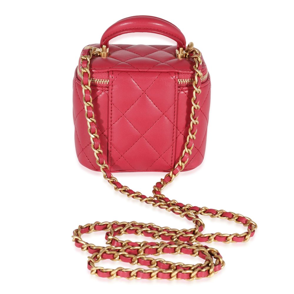 Chanel Raspberry Quilted Lambskin Mini Vanity Cas… - image 3